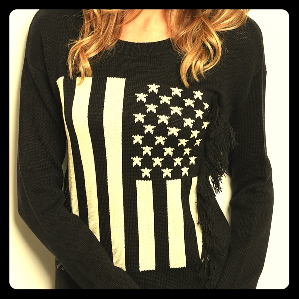 🇺🇸Black &Cream American Flag Sweater🇺🇸